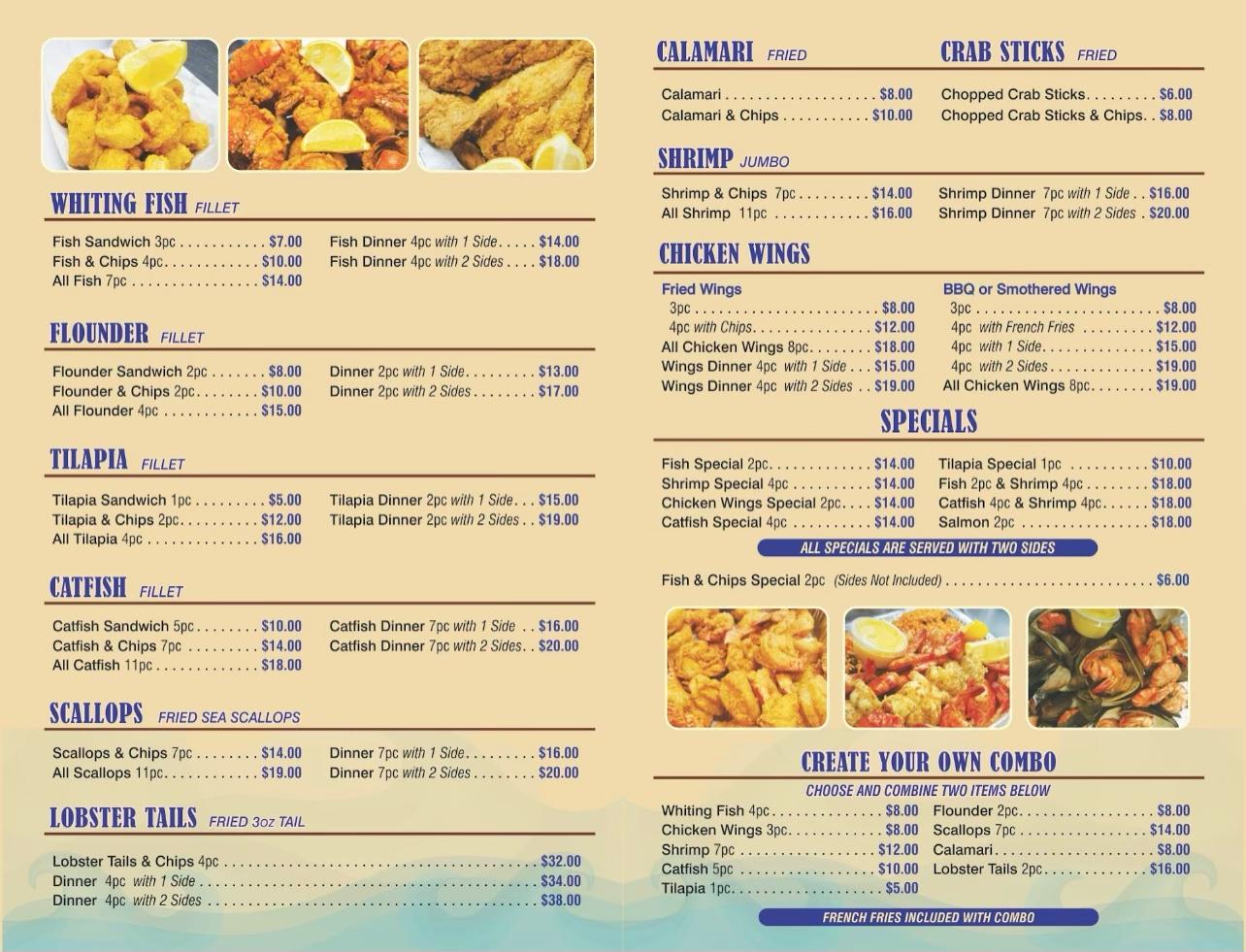 ajax seafood kitchen and bar menu